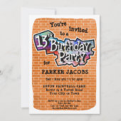 Cool Graffiti Art 13e verjaardagsfeest uitnodiging (Voorkant)