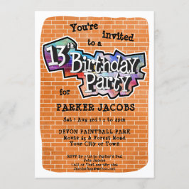 Cool Graffiti Art 13e verjaardagsfeest uitnodiging