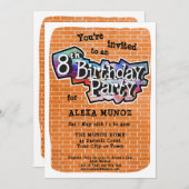 Cool Graffiti Art 8e verjaardagsfeest uitnodiging (Voorkant / Achterkant)