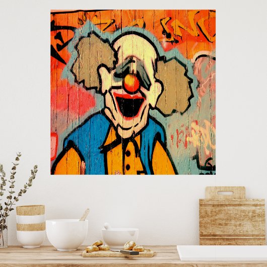 Cool Graffiti clown home kantoor decor poster (Keuken)