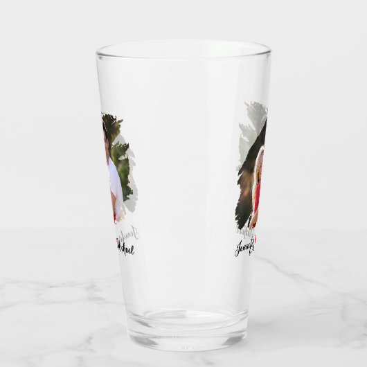 Cool Graffiti Effect Paar Foto Monogrammed Bier Glas (Links)