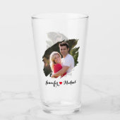 Cool Graffiti Effect Paar Foto Monogrammed Bier Glas (Voorkant)