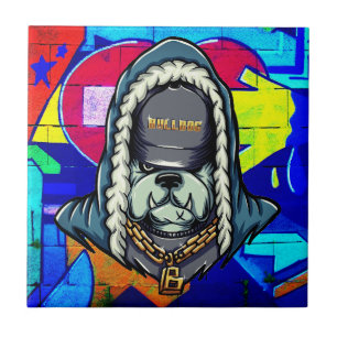 Cool Graffiti Hip Hop Bulldog Keramische Tegel Tegeltje