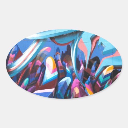 Cool Graffiti Muur Ovale Sticker (Voorkant)