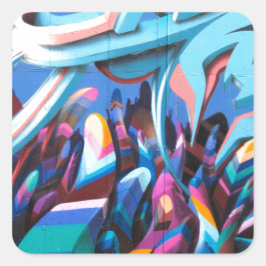 Cool Graffiti Muur Vierkante Sticker