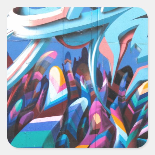 Cool Graffiti Muur Vierkante Sticker (Voorkant)