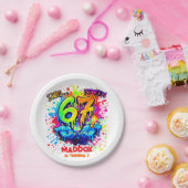 Cool Graffiti Splatter 7th Birthday Party Papieren Bordje (Feest)