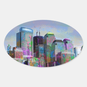 Cool graffiti splatters waterverf New York City Ovale Sticker
