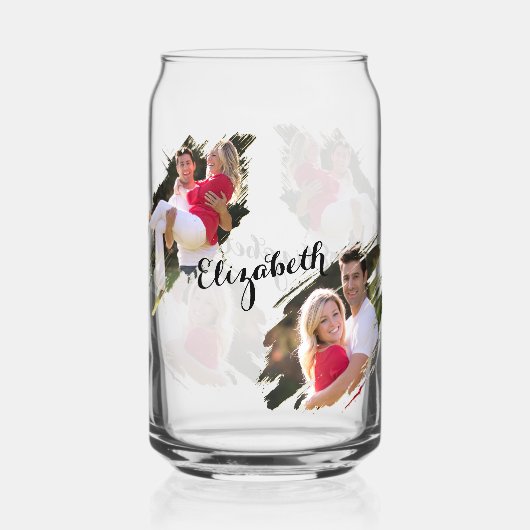 Cool Graffiti Torn Effect Fotocollage Monogram Blikvorm Glas (Achterkant)