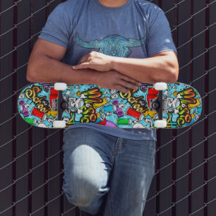 cool graffiti woordpatroon persoonlijk skateboard