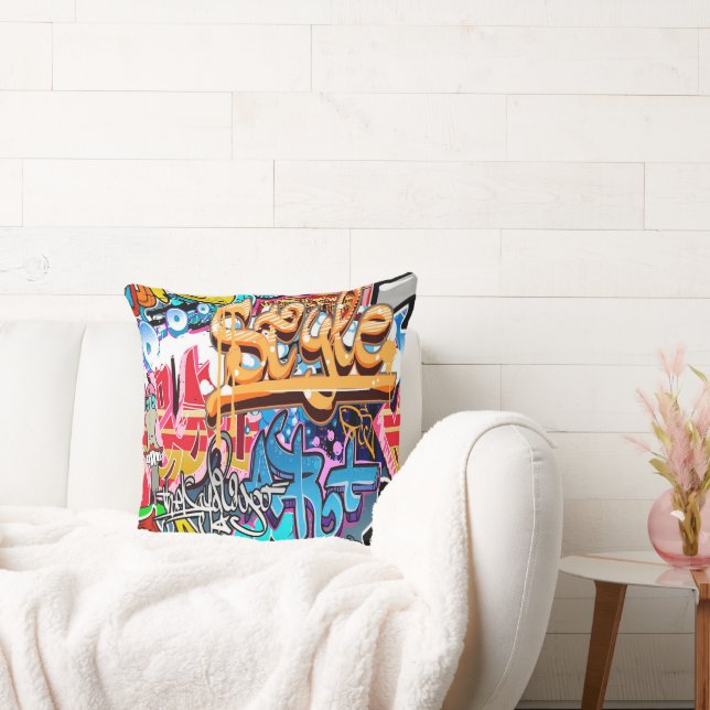 Cool graffiti word art retro home kantoor pillow kussen (Bank)