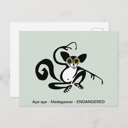 Cool grafisch - AYE-AYE- lemur - primaat - Briefkaart (Voorkant / Achterkant)