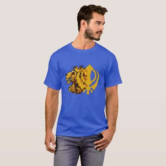 cool grafisch sikh khanda lion t-shirt design (Voorkant volledig)