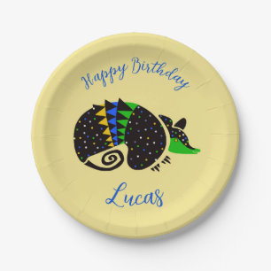 Cool grafische ARMADILLO - Happy Birthday - Papieren Bordje