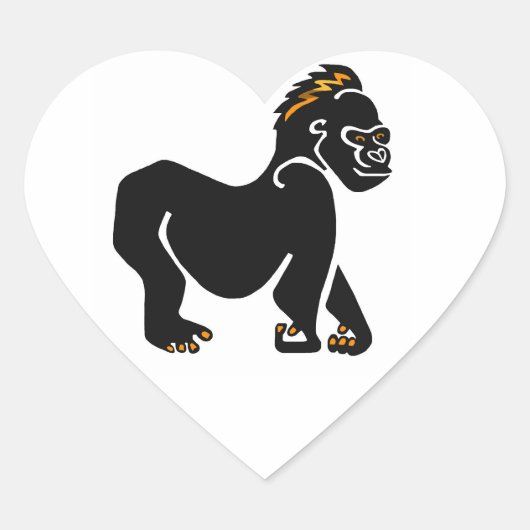 Cool grafische GORILLA - aap - primaat - Hart Sticker (Voorkant)
