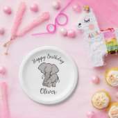 Cool grafische olifant - Happy Birthday - Feest Papieren Bordje (Feest)