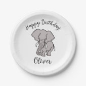 Cool grafische olifant - Happy Birthday - Feest Papieren Bordje (Voorkant)