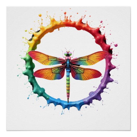 Cool Grafische Tie Dye Zonnebril Libel Illustra Perfect Poster (Voorkant)