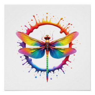 Cool Grafische Tie Dye Zonnebril Libelle Illustrat Perfect Poster