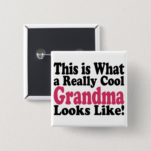 Cool Grandma Vierkante Button 5,1 Cm (Voorkant /achterkant)