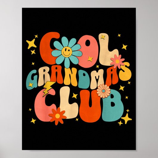 Cool Grandmas Club Groovy Retro Funny New Grandma Poster (Voorkant)