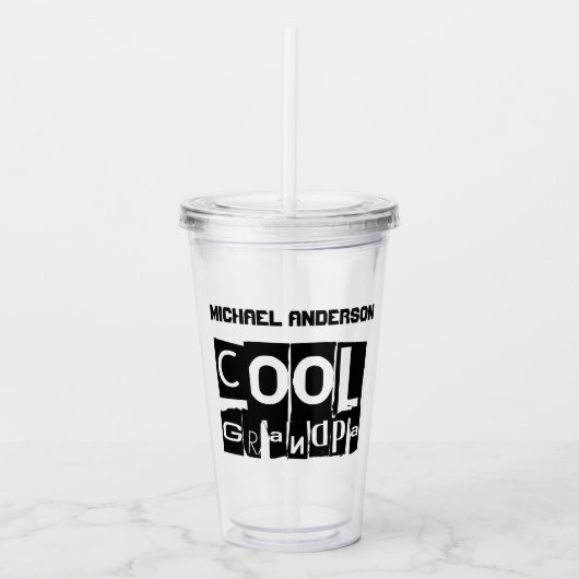Cool Grandpa Modern Black Typography Acryl Drinkbeker (Voorkant)