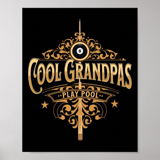 Cool Grandpas Play Pool Player Grootvader BI Poster (Voorkant)