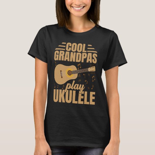 Cool Grandpas Play Ukulele Player Music Graphic T-shirt (Voorkant)