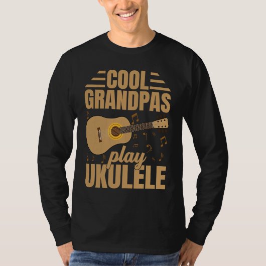 Cool Grandpas Play Ukulele Player Music Graphic T-shirt (Voorkant)