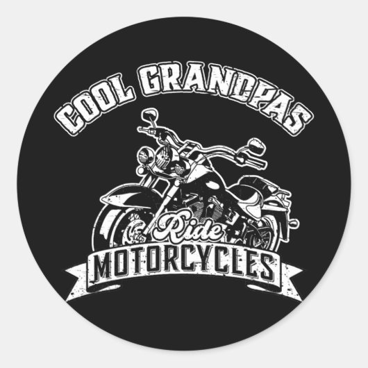 Cool Grandpas Ride Motorcycles Grand Father Funny Ronde Sticker (Voorkant)