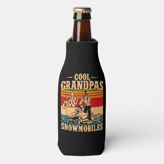 Cool Grandpas rides Snowmobies Snowmobile Snowmob Flesjeskoeler (Fles Voorkant)