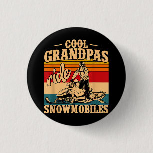 Cool Grandpas rides Snowmobies Snowmobile Snowmob Ronde Button 3,2 Cm