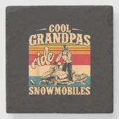 Cool Grandpas rides Snowmobies Snowmobile Snowmob Stenen Onderzetter (Voorkant)