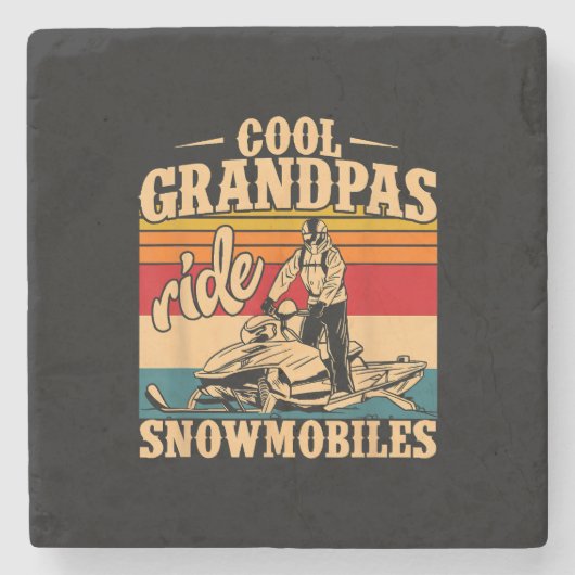 Cool Grandpas rides Snowmobies Snowmobile Snowmob Stenen Onderzetter (Voorkant)