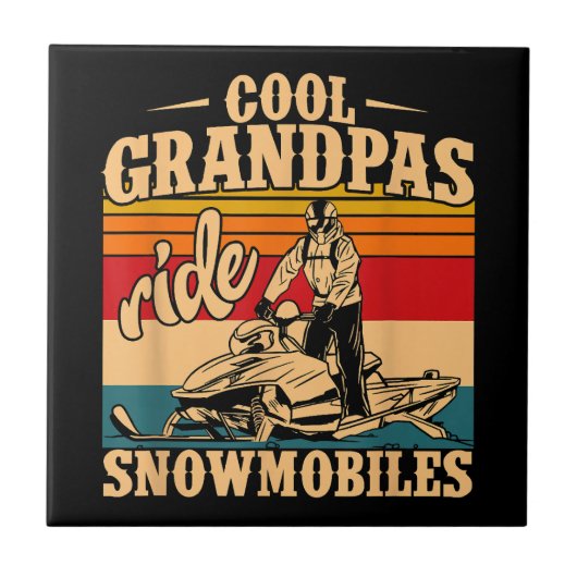 Cool Grandpas rides Snowmobies Snowmobile Snowmob Tegeltje (Voorkant)