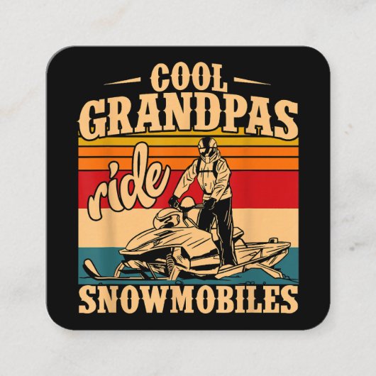 Cool Grandpas rides Snowmobies Snowmobile Snowmob Vierkante Visitekaartje (Voorkant)