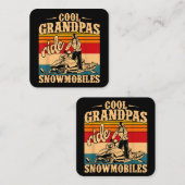 Cool Grandpas rides Snowmobies Snowmobile Snowmob Vierkante Visitekaartje (Voorkant / Achterkant)