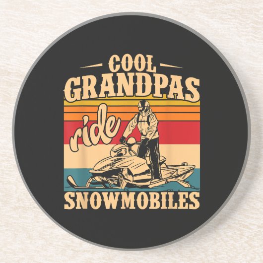 Cool Grandpas rides Snowmobies Snowmobile Snowmob Zandsteen Onderzetter (Voorkant)