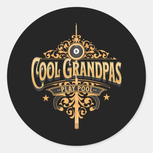 Cool Grandpas Spelen Pool Speler Grootvader Ronde Sticker (Voorkant)