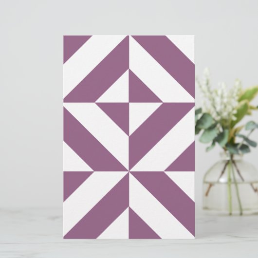 Cool Grape Geometric Deco Cube Pattern Briefpapier (Staand voorkant)