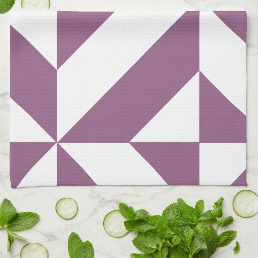 Cool Grape Geometric Deco Cube Pattern Theedoek (Gevouwen)