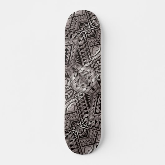 Cool Graphic Black en White Tribal Tattoo Pattern Persoonlijk Skateboard (Voorkant)