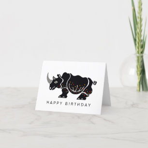 Cool graphic Black RHINOCEROS - Wilde dieren - Bedankkaart