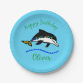 Cool graphic - DOLPHIN - Happy Birthday - Blauw Papieren Bordje (Voorkant)