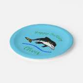 Cool graphic - DOLPHIN - Happy Birthday - Blauw Papieren Bordje (Gekanteld)