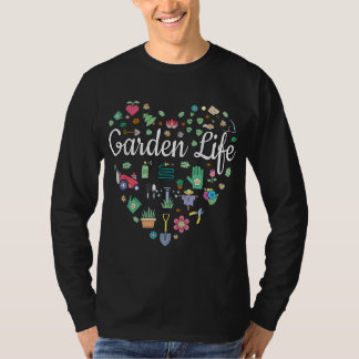Cool Graphic Heart Gardening Love Garden Life T-shirt