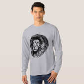 Cool Graphic lion print voor hem grijs T-shirt (Voorkant volledig)