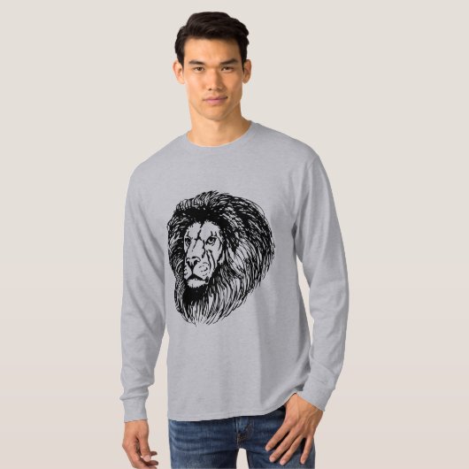 Cool Graphic lion print voor hem grijs T-shirt (Voorkant volledig)