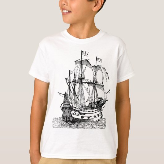 Cool Graphic Oud Piratenschip T-shirt (Voorkant)