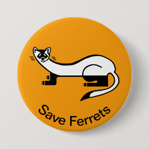 Cool Graphic - Save FERRETS -Wildlife -sinaasappel Ronde Button 7,6 Cm